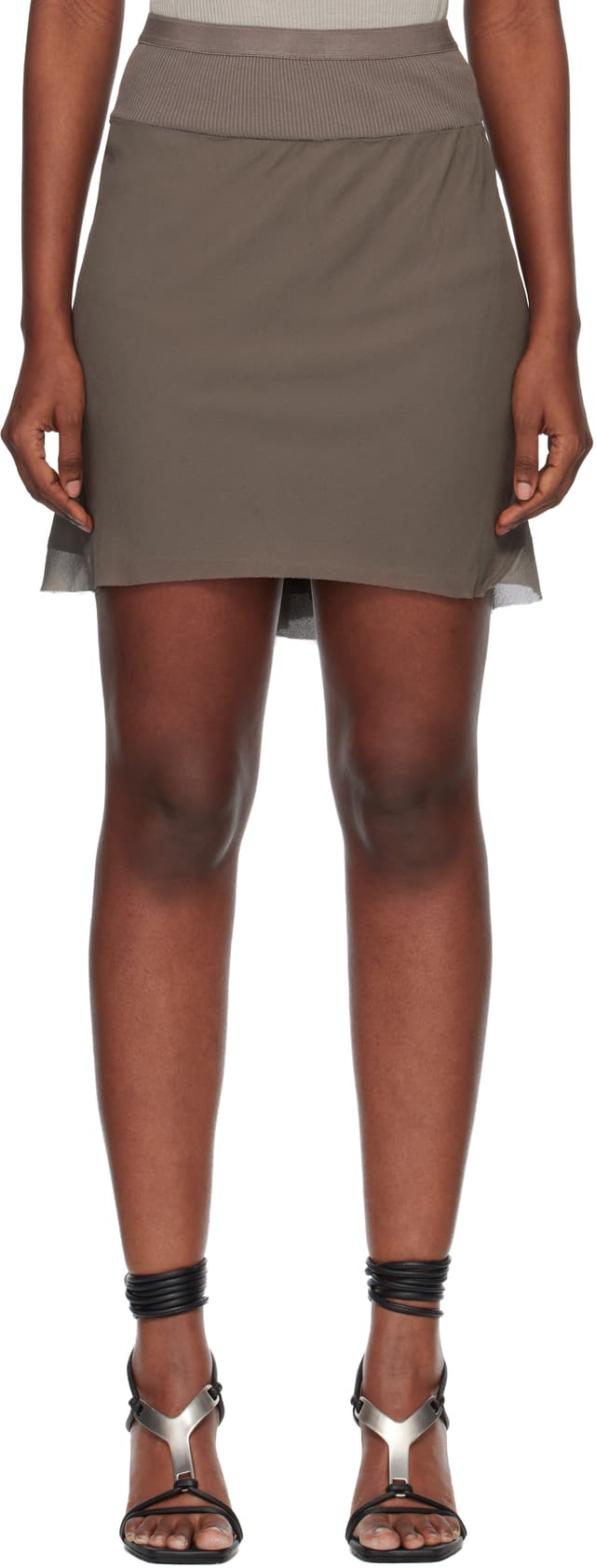 Gray Temple Short Bias Miniskirt